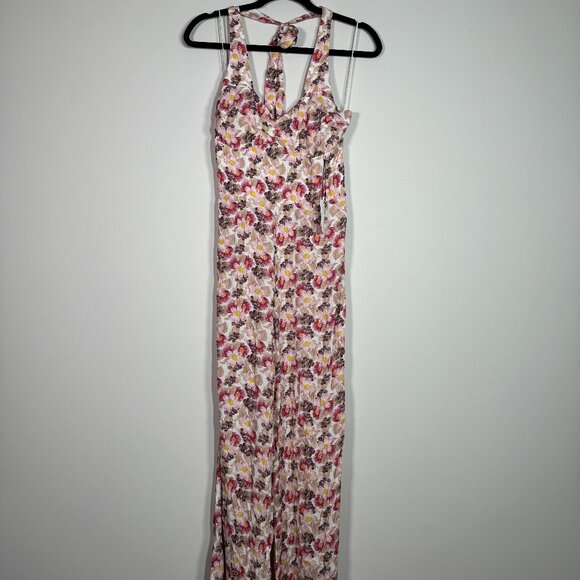 Rays For Days Pants - Floral Pink Halter Jumpsuit